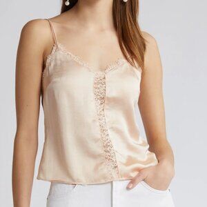Open Edit Lace Inset Satin Camisole - BEIGE BISQUE